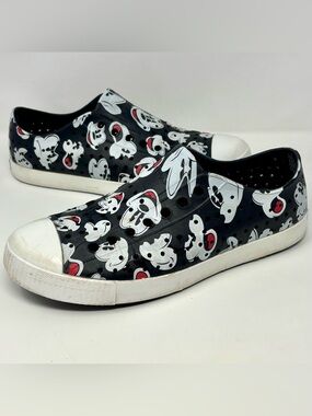 Native Disney Parks x Mickey Mouse Black White Slip On Shoes W10/M8 Washable